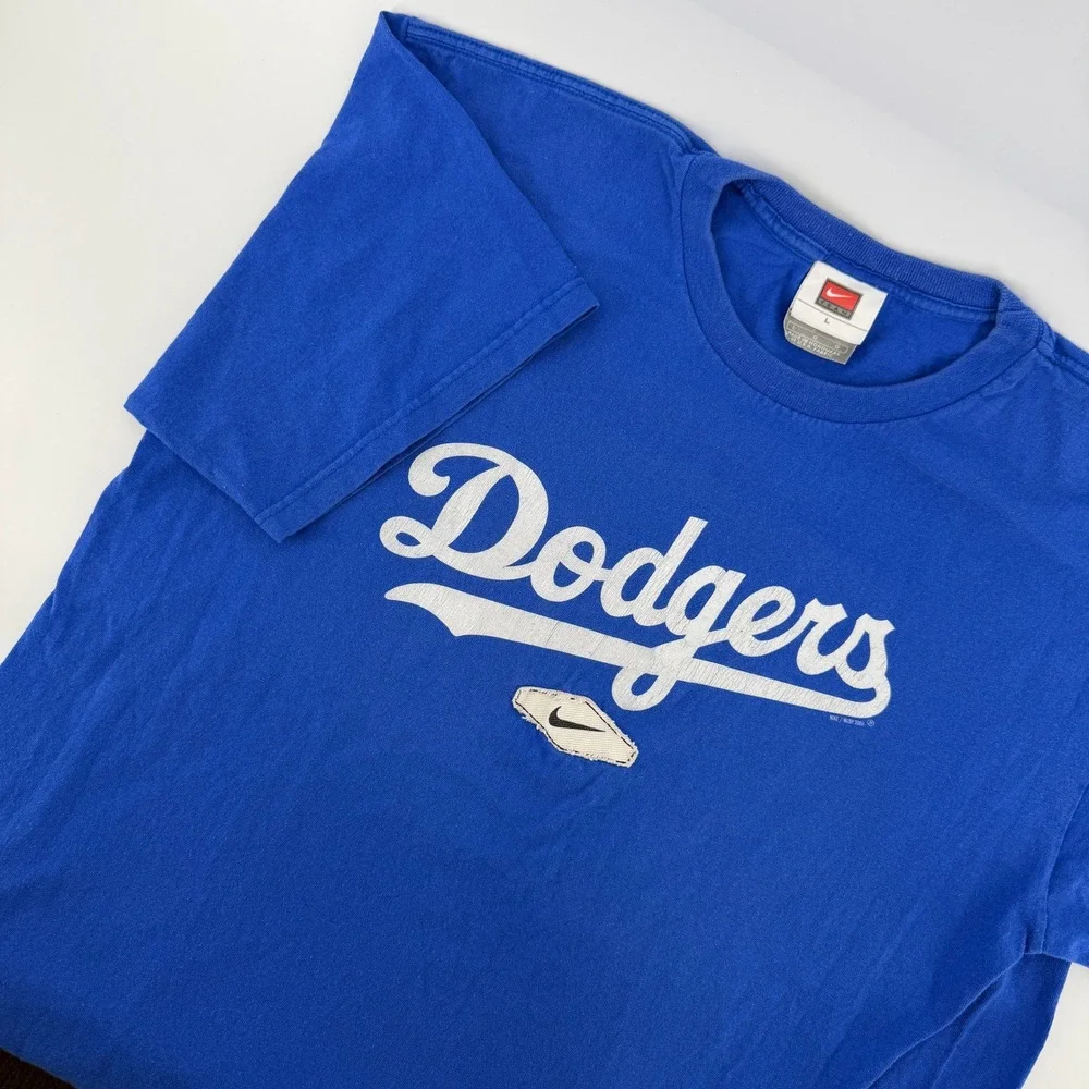 Nike T-Shirt Mens Large Blue LA Dodgers Graphic Short Sleeve MLB Baseball Tee